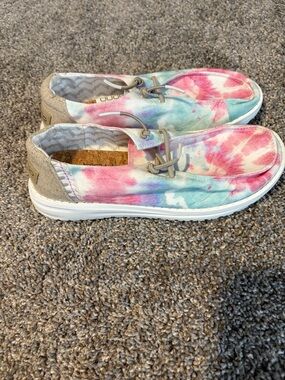 Hey Dude Tie-Dye Slip-On Canvas Shoes - Pink, Blue, Cream